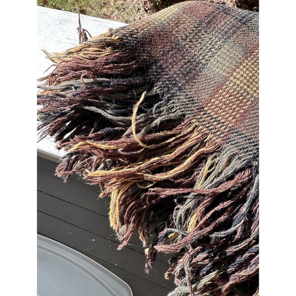 Vintage Pendleton Wool Plaid Throw Blanket Fringe – Rustic Cabin Style USA - Picture 3 of 8